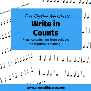 Rhythm Worksheets: Write in Counts