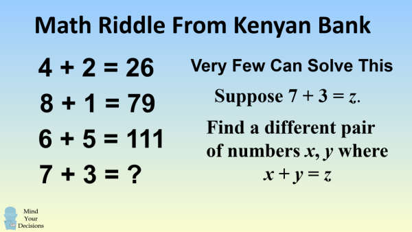 Math Riddle From A Kenyan Bank - Mind Your Decisions