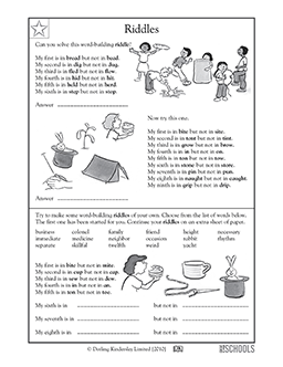 Word-building riddles | 5th grade Reading, Writing Worksheet ...