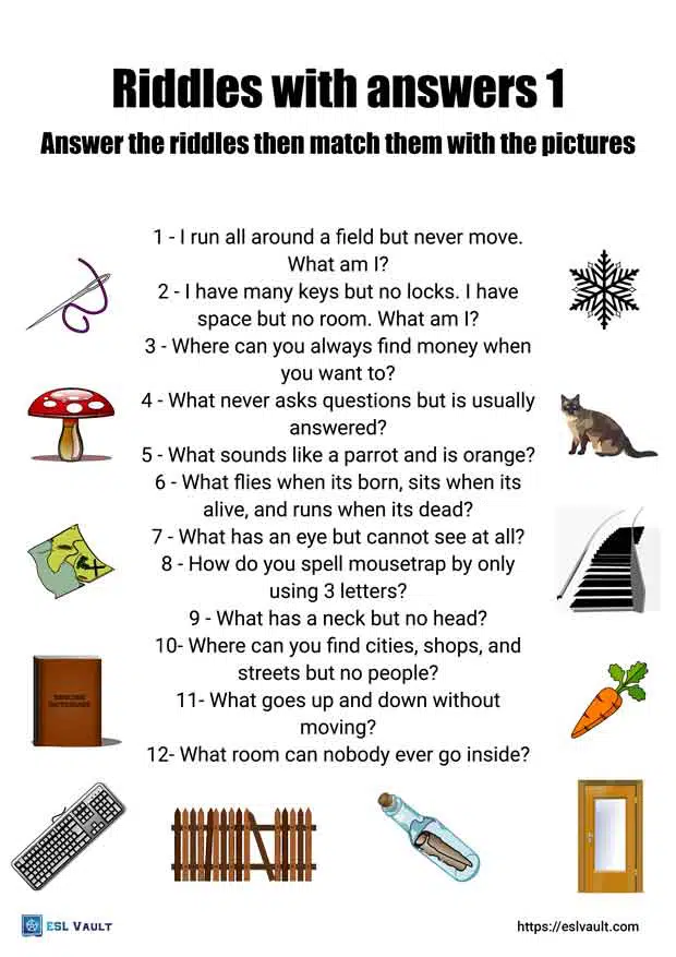 riddles worksheet