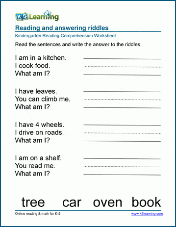 Riddle worksheets for preschool and kindergarten | Worsheets library