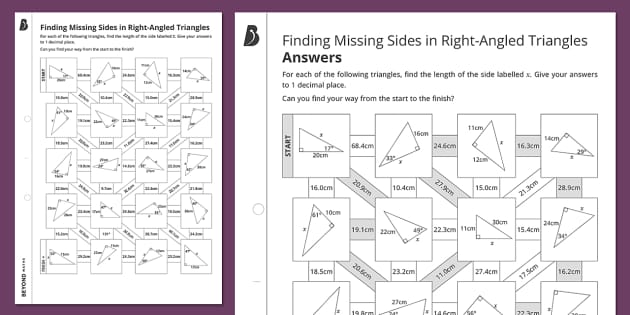 ? Finding Sides in Right Angled Triangles Maze - Twinkl