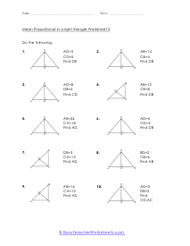 right triangle proportions worksheet