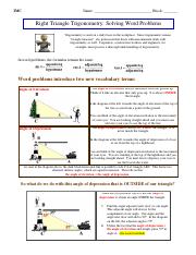 Right Triangle Application Notes.pdf - IMC Name: Block: Right ...