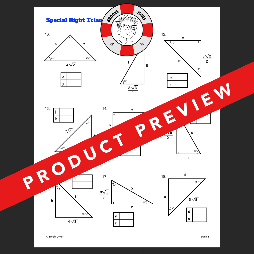 Practice With Special Right Triangles: Worksheet and Poster