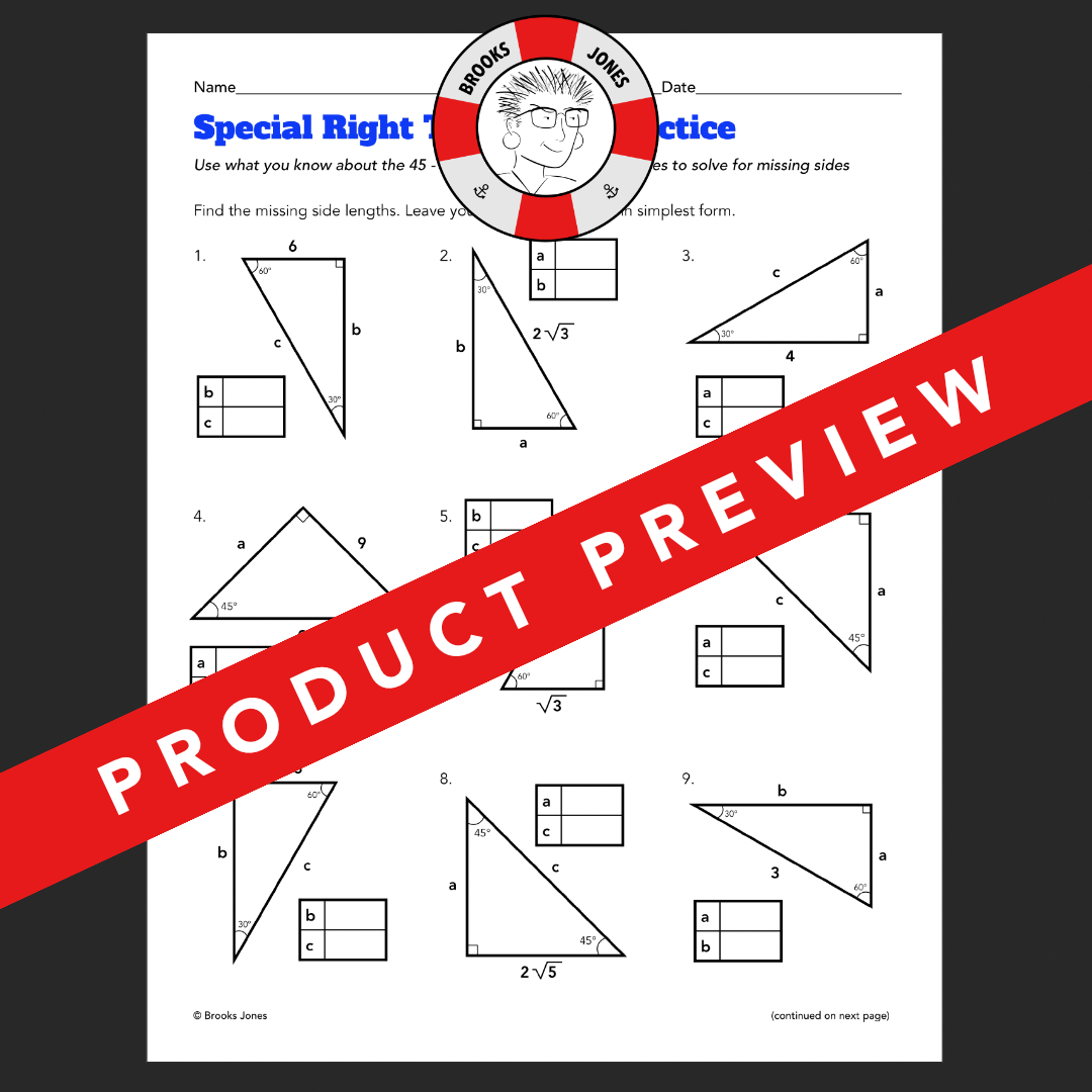 Practice With Special Right Triangles: Worksheet and Poster | Made ...