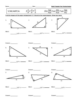 Right Triangle Trigonometry Trig &  Reciprocal Worksheet Finding ...