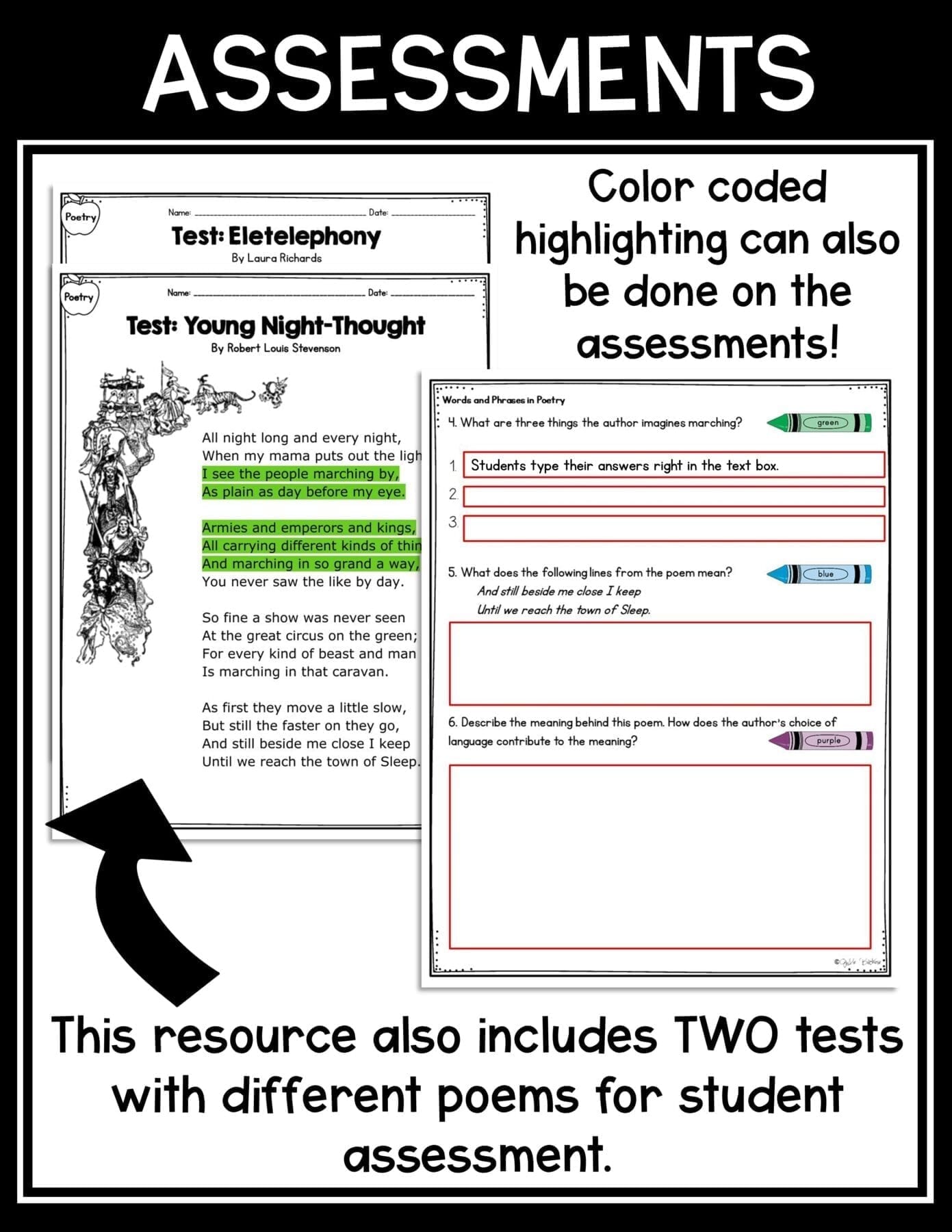 Poetry Words &  Phrases - Poems Rhyme Alliteration Worksheets 2nd Grade  RL.2.4