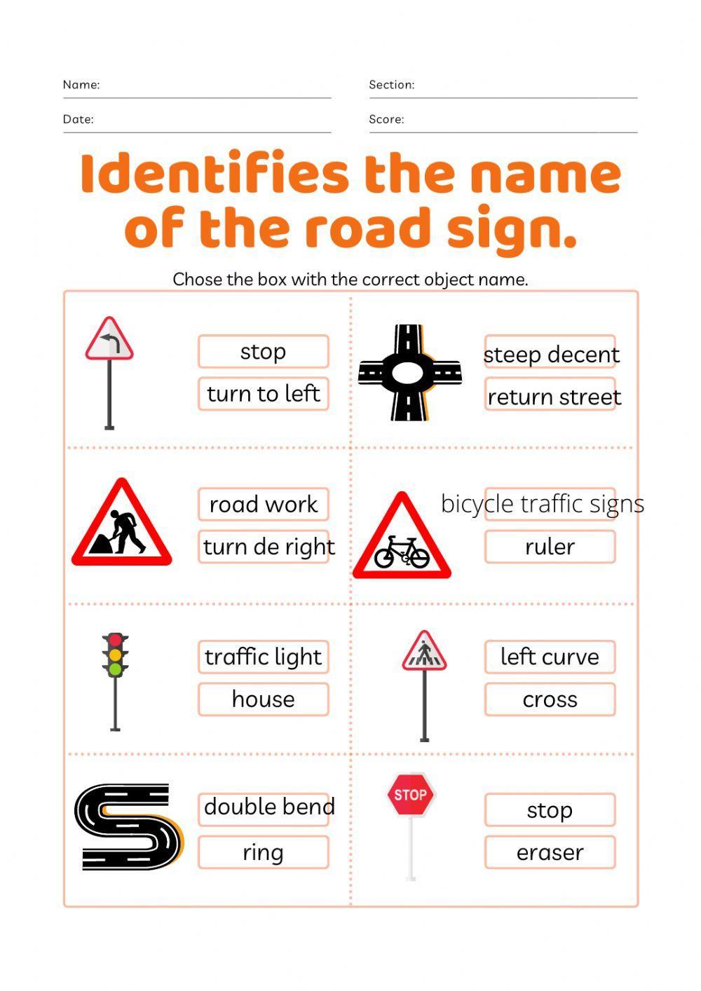Traffic signs exercise for grade 3 Live Worksheets Worksheets Library