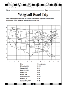 Volleyball Road Trip Worksheet for 2nd - 5th Grade | Lesson Planet