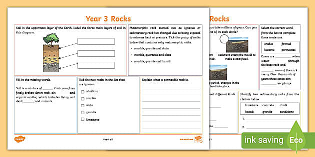 rock review worksheet