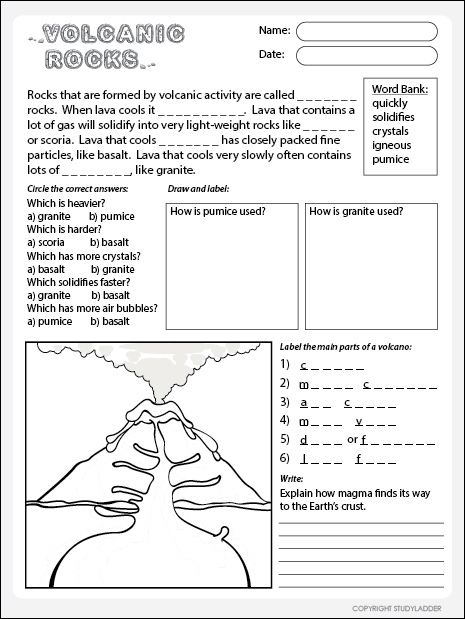 rock worksheet answers