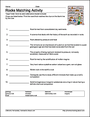 Rocks Work Sheets and Coloring Pages
