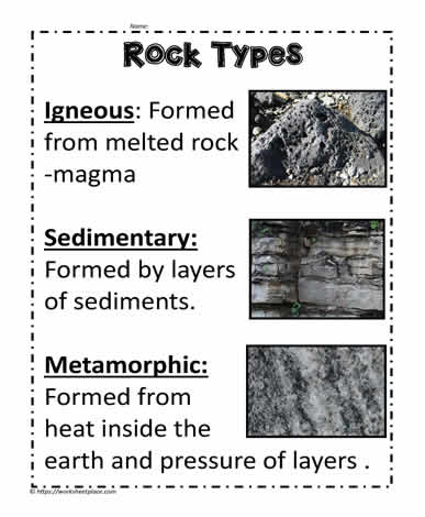 Rock Types Worksheets