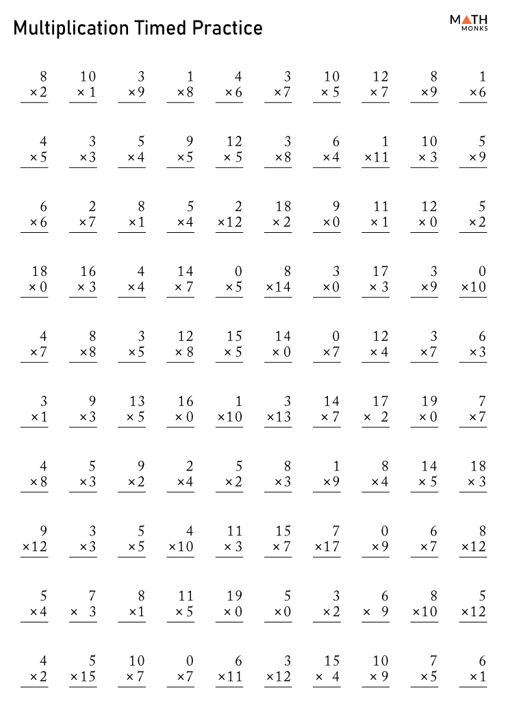 Multiplication Worksheets with Answer Key