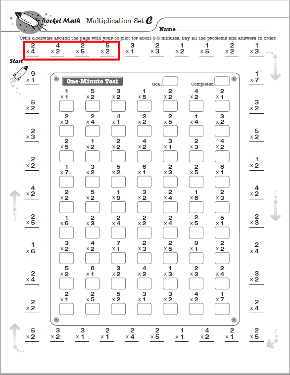 rocket math worksheet printable
