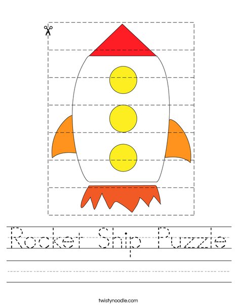Rocket Ship Puzzle Worksheet - Twisty Noodle