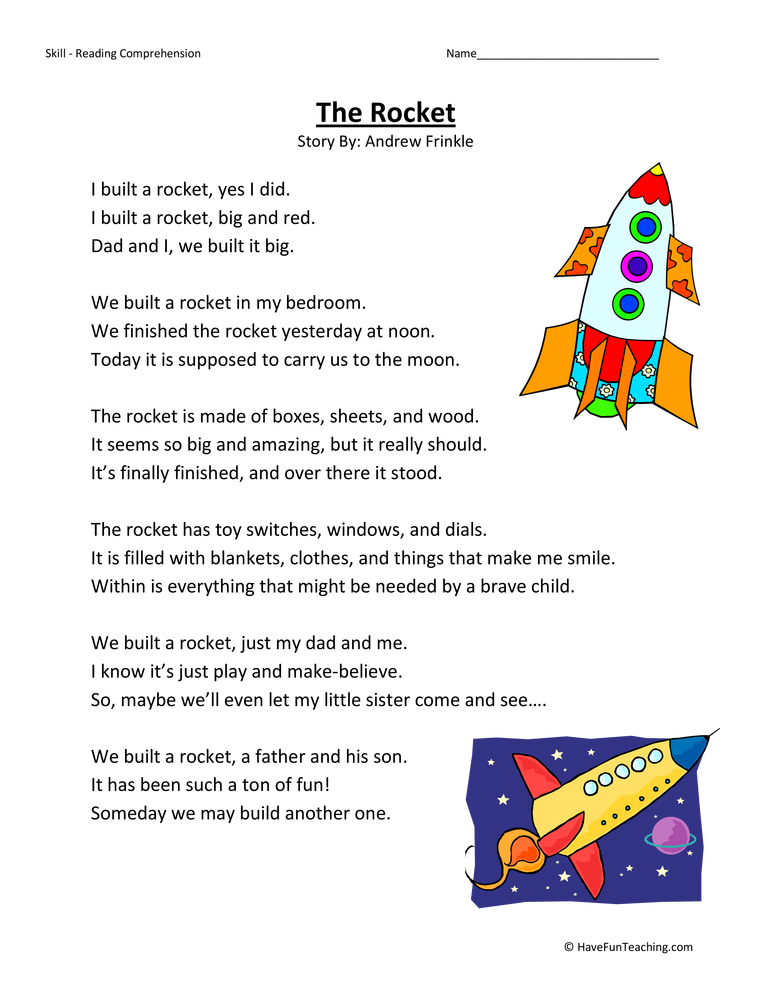 The Rocket Reading Comprehension Worksheet  