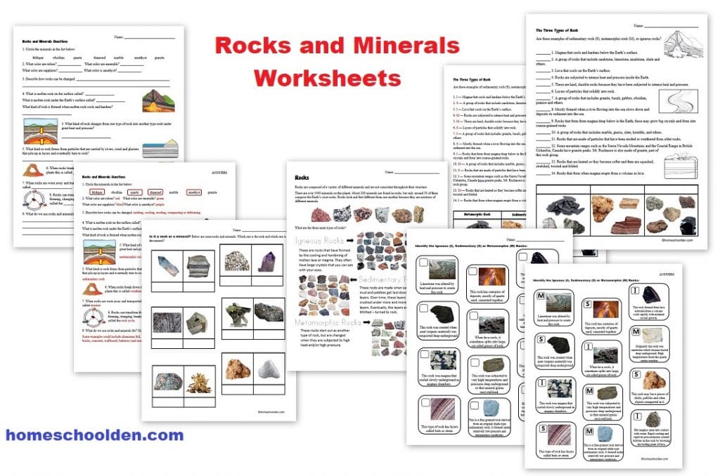 rocks and minerals worksheet free