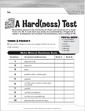 rocks and minerals worksheet free