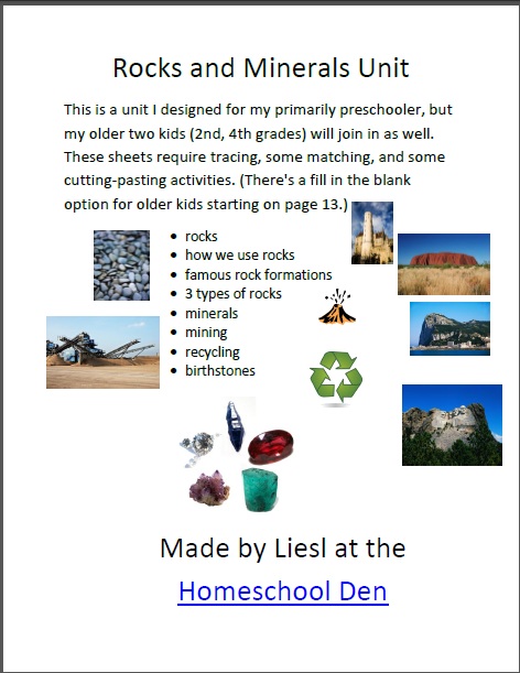 rocks and minerals worksheet free