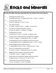 rocks and minerals worksheet pdf
