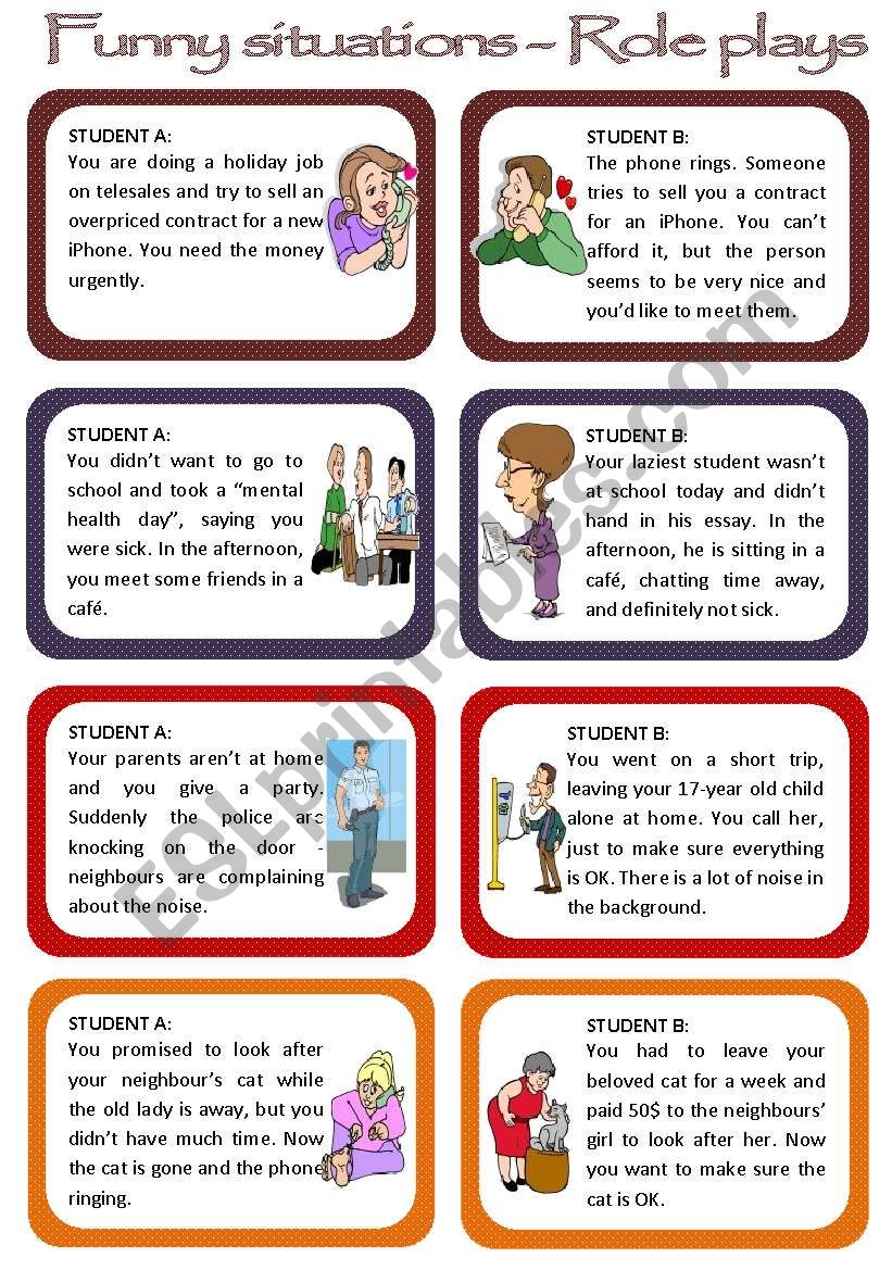 Role plays for intermediate students - Funny Situations Set 1 ...
