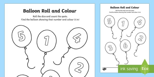 roll and color worksheet