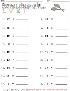 roman numeral dates worksheet