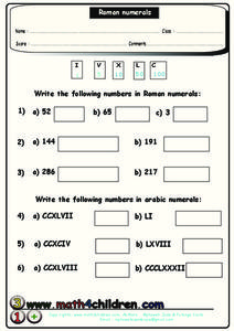 roman numeral dates worksheet