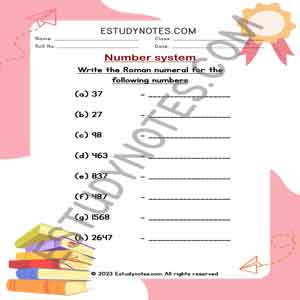 roman numeral worksheet for grade 3
