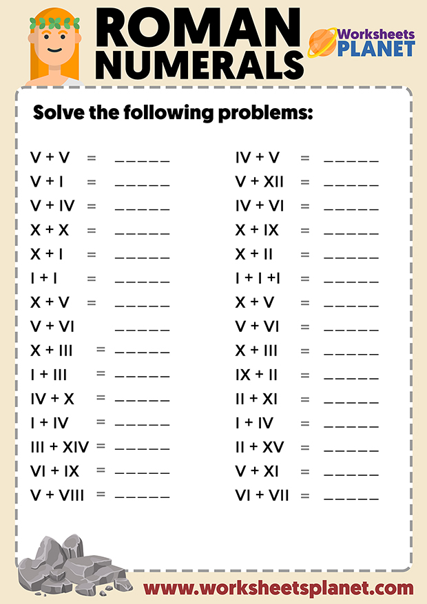 roman numerals practice worksheet