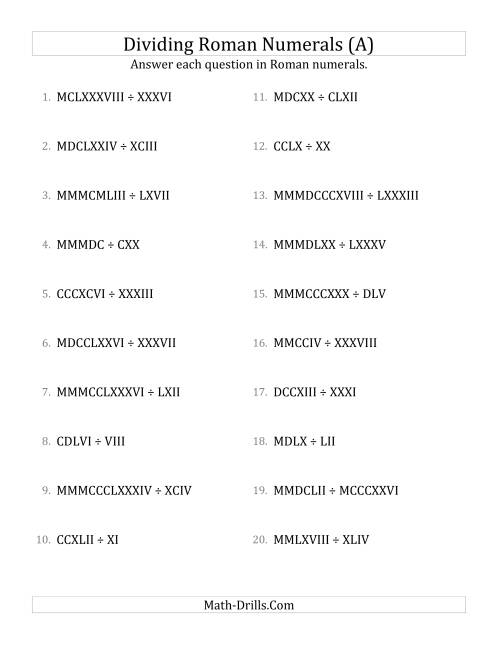 roman numerals worksheet pdf