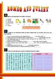 romeo and juliet worksheet
