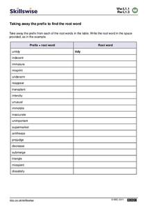 Taking Away the Prefix to Find the Root Word Worksheet for 1st ...