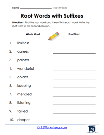 root words 4th grade language arts worksheet