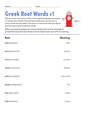 root words 4th grade language arts worksheet