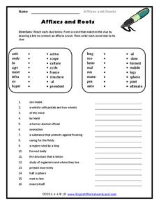 Affixes and Roots Worksheet for 4th Grade | Lesson Planet