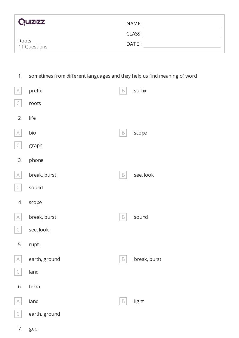 50+ Roots worksheets for 5th Grade on Quizizz | Free &  Printable