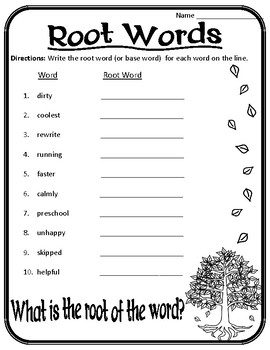 root words worksheet high school