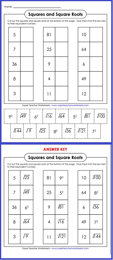 roots worksheet