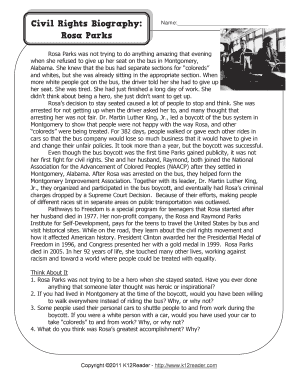 rosa parks worksheet pdf