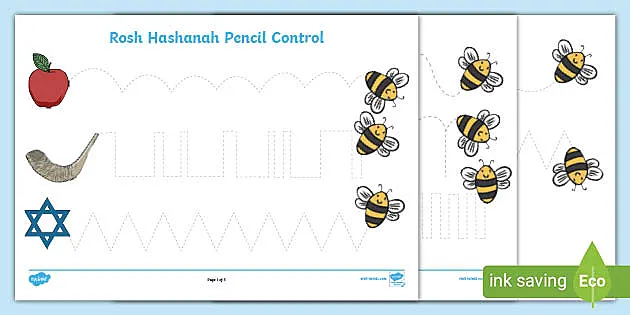 Rosh Hashanah Pencil Control Worksheets EYFS Festival Worksheets