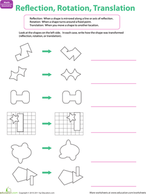 Reflection, Rotation, Translation | Worksheet 