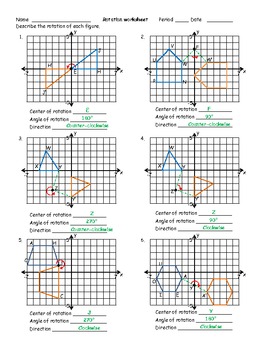 Rotation worksheet by Math Monkey worksheets library