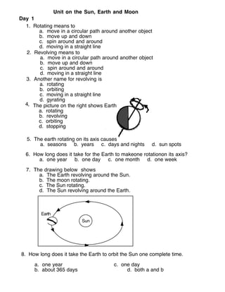 Planet rotation (worksheet) | PDF