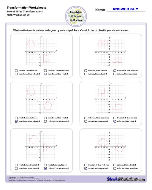 rotation worksheet 8th grade