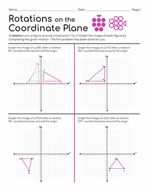 rotations on a coordinate plane worksheet
