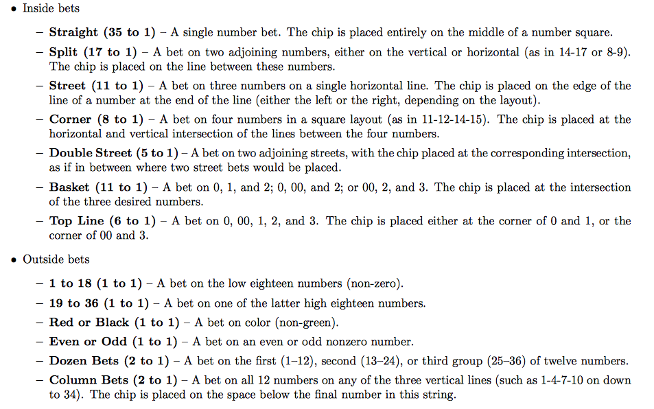 Solved Roulette Worksheet. Referring to the roulette | Chegg.com