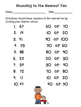 round to nearest ten worksheet